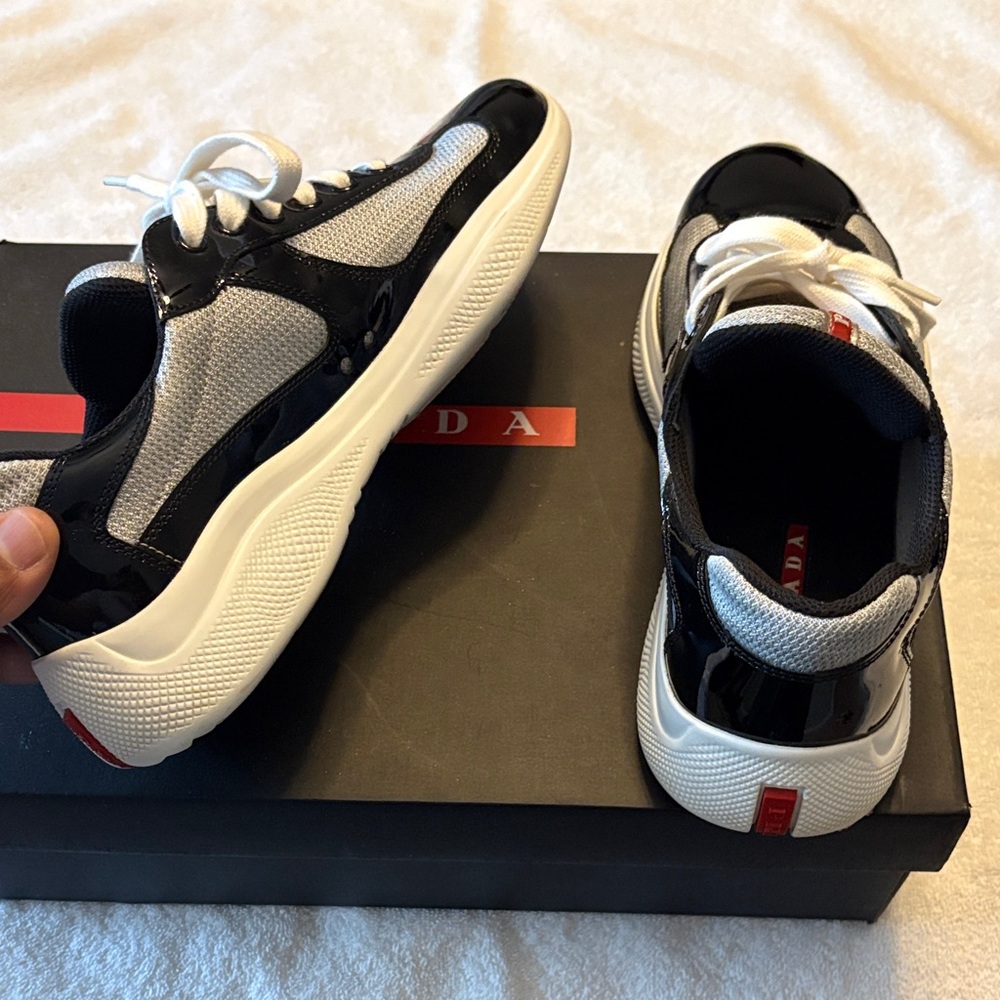 Prada Men's Black and Gray Sneakers - Picture 4 of 6